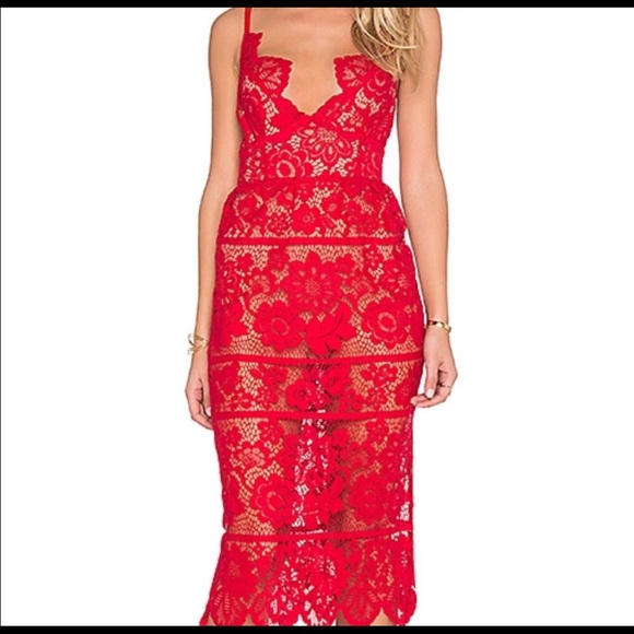 For Love And Lemons Dresses & Skirts - For Love and Lemons Red Lace Midi Gianna Dress XS For Love And Lemons Dresses & Skirts - For Love and Lemons Red Lace Midi Gianna Dress XS